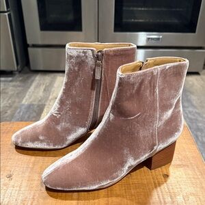 Talbots Harlow Velvet Ankle Boots in Soft Blush- New without tags